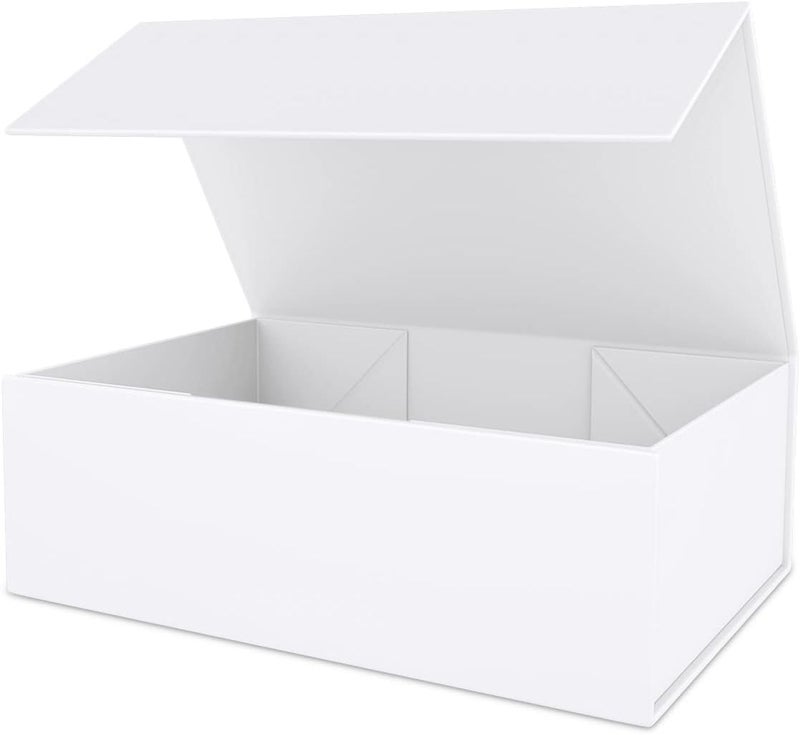 ROSTELACK White Gift Box 10" x 6" x 3" with Magnetic Closure Lid Gift Boxe for Presents,Bridesmaid Gifts Boxes,Cute Box,Birthday Box,Luxury for Gift Packaging, Magnetic Gift Boxe for Wrapping Gifts (White) - Image 1